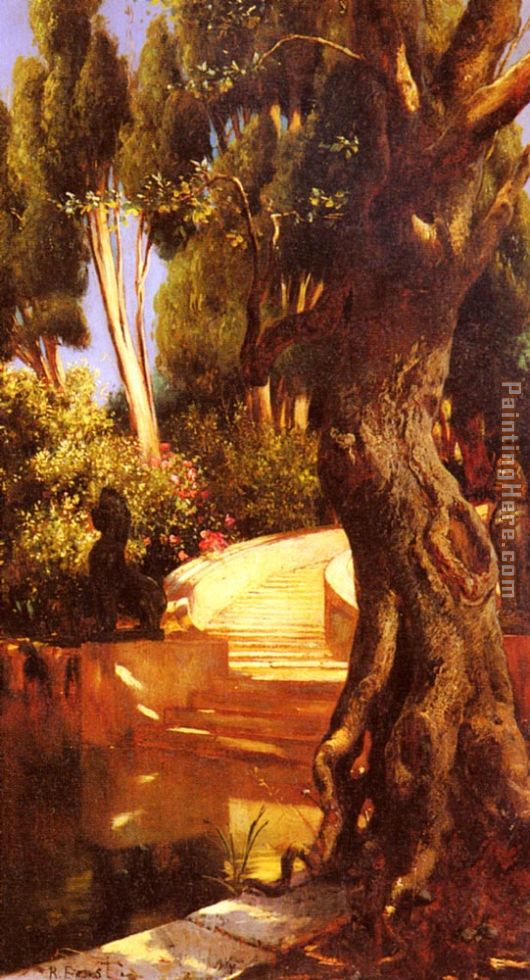 The Staircase Under The Trees painting - Rudolf Ernst The Staircase Under The Trees art painting